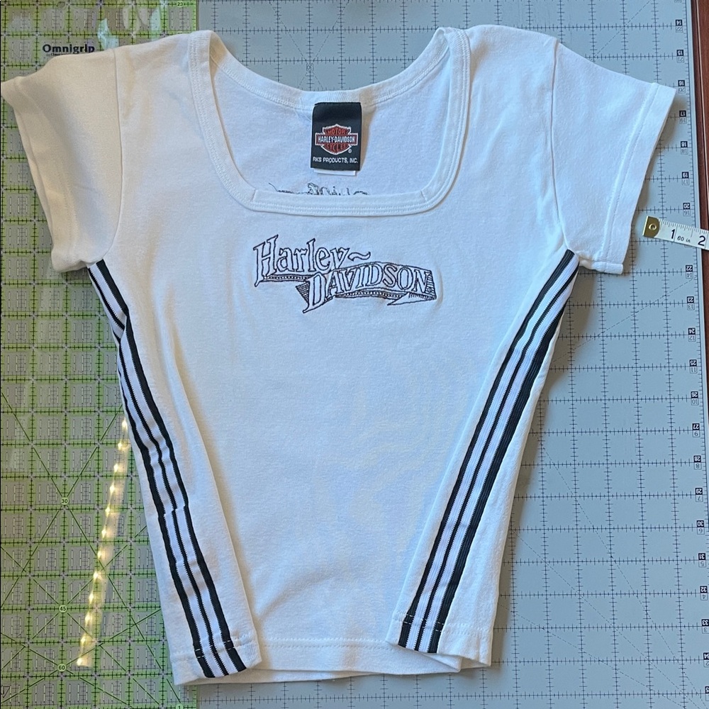 Harley-Davidson White Tee with Black Stripes